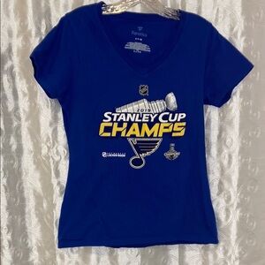 Fanatics St. Louis Blue 2019 Stanley Cup Champs Shirt Women’s Size Small 🔥 B1